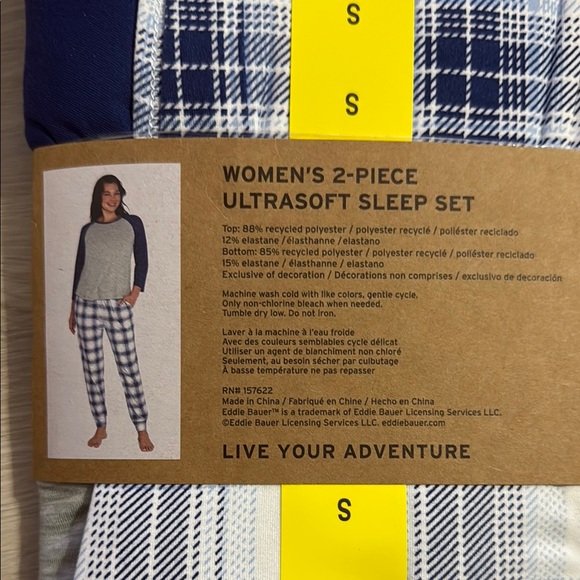 Eddie Bauer Women's Ultrasoft Sleep Set in Gray and Navy - Picture 3 of 3